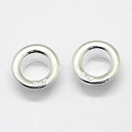925 Sterling Silver European Cores, Rondelle, Silver, 4.3~7.7mmx3.4mm, Hole: 5mm(STER-A102-019S)