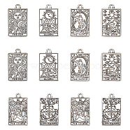 24Pcs 6 Style Rack Plating Alloy Pendants, Rectangle with Tarot Charms, Platinum, 23.5x14.5x1.5mm, Hole: 1.8mm, 4pcs/style(FIND-CA0006-68)