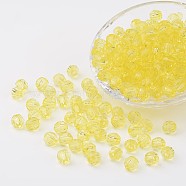 Transparent Acrylic Beads, Faceted, Round, Yellow, 8mm, Hole: 1.5mm(X-DB8mmC-53)