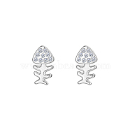 Cute Stainless Steel Animal Fish Bone Stud Earrings for Daily Wear(UW5406-2)