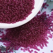 MIYUKI Round Rocailles Beads, Japanese Seed Beads, (RR1406) Transparent Fuchsia, 11/0, 2x1.3mm, Hole: 0.8mm, about 1100pcs/bottle, 10g/bottle(SEED-JP0008-RR1406)