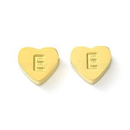 Ion Plating(IP) 316 Surgical Stainless Steel Beads, Love Heart with Letter Bead, Real 18K Gold Plated, Letter E, 5.5x6.5x2.5mm, Hole: 1.4mm(STAS-R230-01E-G)