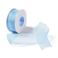 10 Yards Polyester Chiffon Ribbon, for DIY Jewelry Making, Light Sky Blue, 1- inch(25.5mm)(OCOR-C004-03K)
