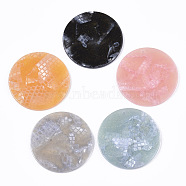 Cellulose Acetate(Resin) Pendants, with Glitter Powder, Flat Round, Mixed Color, 36.5x2.5mm, Hole: 1.5mm(X-KY-T020-09)