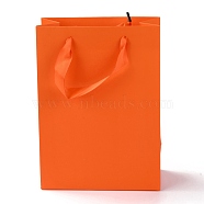 Rectangle Paper Bags, with Handles, for Gift Bags and Shopping Bags, Orange Red, 22x16x0.6cm(CARB-F007-03C)
