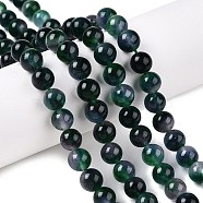 Dyed Natural White Jade Beads Strands, Two Tone, Round, Dark Slate Gray, 8x8mm, Hole: 0.9mm, about 47~48pcs/strand, 15.16~15.72''(38.5~39.3cm)(G-T138-8mm-210-2)