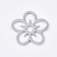 201 Stainless Steel Filigree Joiners, Flower, Stainless Steel Color, 16x16.5x1mm, Hole: 2.5mm(STAS-S079-113P)