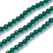 Faceted Glass Beads Strands, Round, Dark Green, 3~3.5mm, Hole: 0.5mm, about 115~130pcs/strand, 14.5~16.1 inch(37~41cm)(X-G-F619-09C-3mm)