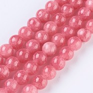 Natural Gemstone Beads Strands, Round, Red, 8mm, Hole: 1.2mm, about 46~48pcs/strand, 14.8 inch~15 inch(37.5~38cm)(G-O183-03B-01)