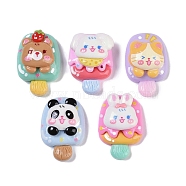 Resin Cabochons, Ice Cream with Animal, Mixed Color, 28.5~29.5x19~20x10~11.5mm(RESI-H162-18)