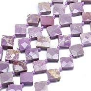 Natural Lepidolite Beads Strands, Faceted, Rhombus, 13~13.5x13.5x4mm, Hole: 1mm, about 27pcs/strand, 15.75~15.94 inch(40~40.5cm)(G-G106-H05-02)