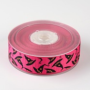 Grosgrain Ribbon For Halloween, Camellia, 1 inches(26mm), about 100yards/roll(91.44m/roll)(SRIB-D053-02)