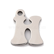 Non-Tarnish 201 Stainless Steel Charms, Laser Cut, Letter Charm, Letter H, 10.5x9x1mm, Hole: 1.2mm(STAS-U016-01P-H)