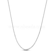 SHEGRACE Rhodium Plated 925 Sterling Silver Box Chain Necklaces, with Spring Ring Clasps, Platinum, 15.74 inch(40cm), 0.8mm(JN985A)