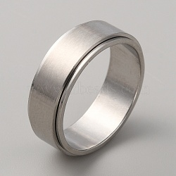 304 Stainless Steel Plain Rotating Finger Ring, Fidge Spinner Ring for Stress Anxiety Relief, Stainless Steel Color, Inner Diameter: 21mm(RJEW-WH0011-10G-P)