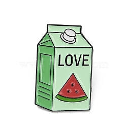 Watermelon Juice with Word Love Enamel Pins, Alloy Lapel Pin Backs for Backpack Clothes, Pale Green, 27.5x18mm(JEWB-V007-03EB-01)