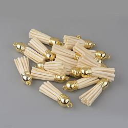 Faux Suede Tassel Pendant Decorations, with CCB Plastic Cord Ends, Beige, 35~37x10mm, Hole: 2.5~3mm(FIND-T002-B44)