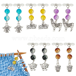 Glass Bead & Alloy Pendants, Mixed Color, 49~56mm, 5color, 2pcs/color, 10pcs/set(PALLOY-GO00010)