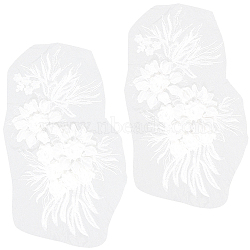 3D Flower Lace Appliques, Polyester Embroidery Ornament Accessories, for Backpacks, Clothes, White, 193~204x425~510x8mm(DIY-WH0430-459B)