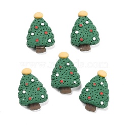 Resin Cabochons, Christmas Theme, Christmas Tree, Green, 24x16.5x6mm(CRES-D004-03)
