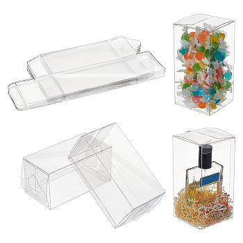24Pcs Rectangle Transparent Plastic PVC Box Gift Packaging, Waterproof Folding Box, for Toys & Molds, Clear, Box: 7x7x14.1cm