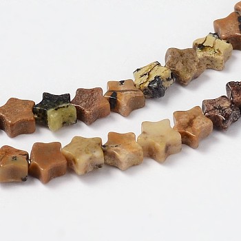 Natural Yellow Turquoise(Jasper) Star Bead Strands, 4x2mm, Hole: 1mm, about 103pcs/strand, 15.3 inch