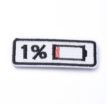 Computerized Embroidery Cloth Iron on/Sew on Patches, Costume Accessories, Appliques, Low Battery Icon, Red, 21x61x1.5mm
