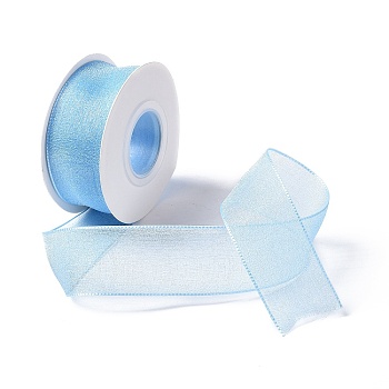 10 Yards Polyester Chiffon Ribbon, for DIY Jewelry Making, Light Sky Blue, 1- inch(25.5mm)