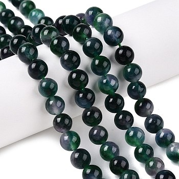 Dyed Natural White Jade Beads Strands, Two Tone, Round, Dark Slate Gray, 8x8mm, Hole: 0.9mm, about 47~48pcs/strand, 15.16~15.72''(38.5~39.3cm)