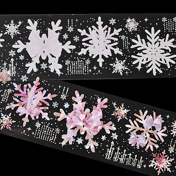 Winter Theme PET Waterproof Adhesive Tape, Snowflake Decorative Tape for DIY Scrapbooking, Card Making, Bowknot, 50x0.1mm, 2m/roll