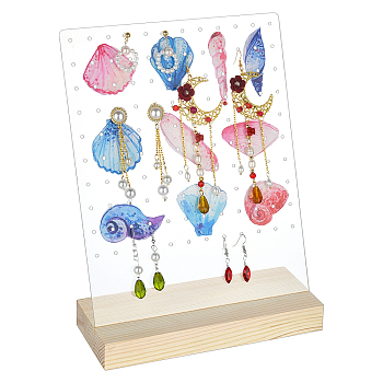 Acrylic Earrings Display Stands, with Wood Setting, Colorful, 20.3x12x26cm