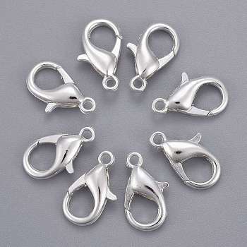 Zinc Alloy Lobster Claw Clasps, Parrot Trigger Clasps, Cadmium Free & Lead Free, Silver Color Plated, 16x8mm, Hole: 2mm