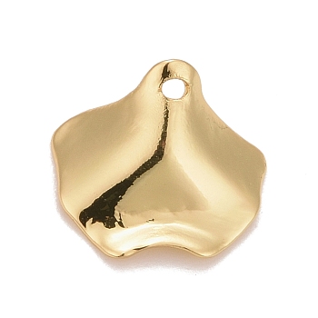 Brass Pendants, Cadmium Free & Nickel Free & Lead Free, Long-Lasting Plated, Leaf, Real 18K Gold Plated, 9x10x3mm, Hole: 1mm