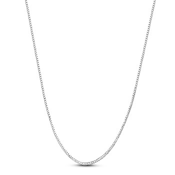 SHEGRACE Rhodium Plated 925 Sterling Silver Box Chain Necklaces, with Spring Ring Clasps, Platinum, 15.74 inch(40cm), 0.8mm