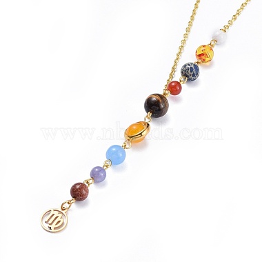 Universe Galaxy The Nine Planets Guardian Star Stone Necklaces(NJEW-JN02413-06)-2