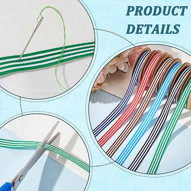 6 Rolls 6 Colors Polyester Stripe Ribbons(OCOR-WH0045-07)-4