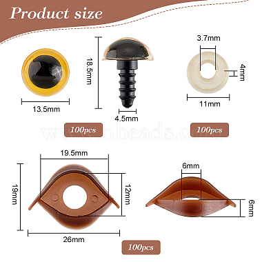 Half Round Plastic Craft Safety Eyes & Eyelid Sets(DOLL-WH0002-12A)-5
