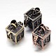 Carved Cube Rack Plating Brass Prayer Box Pendants(KK-L101-21)-1