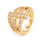 Brass Micro Pave Clear Cubic Zirconia Finger Rings(RJEW-E168-04G)-1
