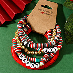 6Pcs Christmas Polymer Clay Heishi Beads Stretch Bracelets for Women, Mixed Color, Inner Diameter: 6-7/8 inch(17.5cm)(AZ3870)