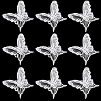 30Pcs Polyester Butterfly Lace Appliques, with Plastic Imitation Pearl, Costume Accessories, Sewing Craft Decoration, White, 53x70x5.5mm(DIY-CY0001-65B)