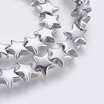 Electroplated Non-magnetic Synthetic Hematite Bead Strand, Grade AA, Star, Long-Lasting Plated, Real Platinum Plated, 8x8x3mm, Hole: 1mm, about 67pcs/strand, 15.43 inch(39.2cm)(G-E495-07C)