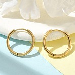 Ion Plating(IP) 304 Stainless Steel Hoop Earrings for Women, Real 18K Gold Plated, 14.5x15x2mm(EJEW-M089-02G)