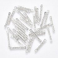 Iron Bar Links connectors, Nickel Free, Textured, Platinum, 17x2x1.5mm, Hole: 1mm(IFIN-T007-04P-NF)