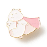 Cute Bear with Cloak Enamel Pin, Animal Iron Enamel Brooch for Backpack Clothes, Light Gold, Pink, 28.5x30.5x10mm(JEWB-C012-05B)
