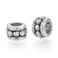Tibetan Style Alloy Beads, Column, Cadmium Free & Lead Free, Antique Silver, 7~7.5x5mm, Hole: 3.5mm, about 1530pcs/1000g(TIBEB-Q067-43AS-RS)