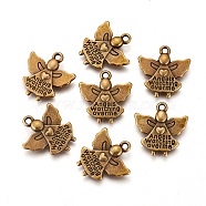 Tibetan Style Alloy Pendants, Lead Free & Nickel Free & Cadmium Free, Angel, Antique Bronze, 19x19x3mm, Hole: 2mm(TIBEP-4643-AB-FF)