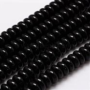Natural Agate Bead Strands, Dyed, Rondelle, Black, 8.5x4mm, Hole: 1mm, about 98pcs/strand, 14 inch(G-G874C-A03)