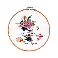 DIY Embroidery Kit, including Embroidery Needles & Thread, Cotton Linen Cloth, Flower, 290x290mm(DIY-P077-124)