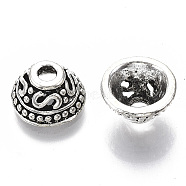Tibetan Style Alloy Bead Caps, Cadmium Free & Lead Free, Apetalous, Antique Silver, 11.5x6mm, Hole: 2.5mm, Inner diameter: 7mm, about 700pcs/1000g(TIBE-S320-138AS-LF)